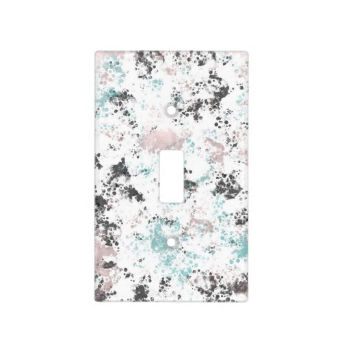 Teal Black Pink Rose Gold Splash Abstract Art Light Switch Cover