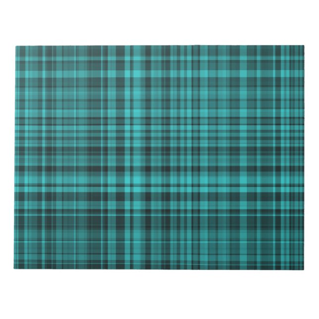 Teal Black Plaid Checker Pattern  Notepad (Front)