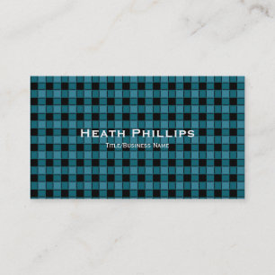 Teal & Black Plaid Checkered Business Cards