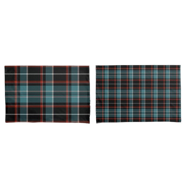 Teal, Black & Red Plaid Pillow Case (Front-Set)