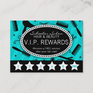Teal & Black Salon Loyalty Card