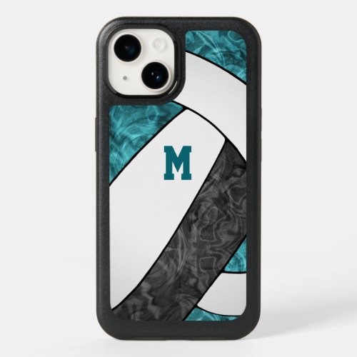 teal black school volleyball team colors girly OtterBox iPhone 14 case
