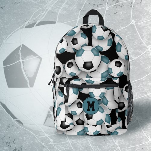 black white soccer balls patterned backpack