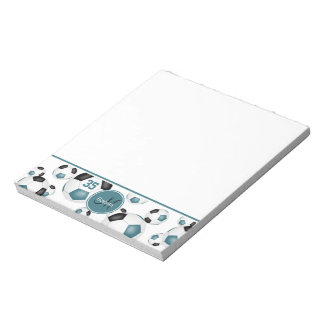 Teal black soccer balls sports pattern notepad