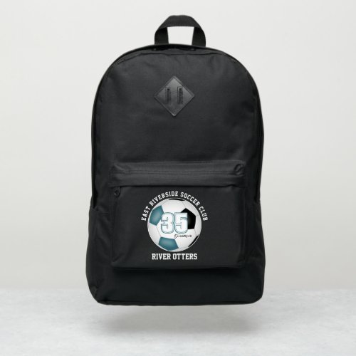 teal black soccer club colors athlete team name port authority backpack