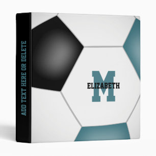 teal black soccer club colors girls boys name 3 ring binder