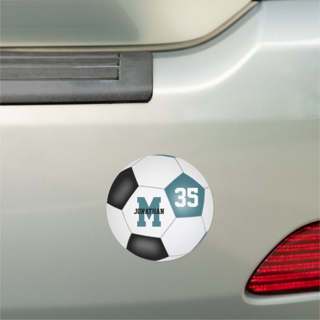 teal black soccer sports team gifts car magnet (In Situ)