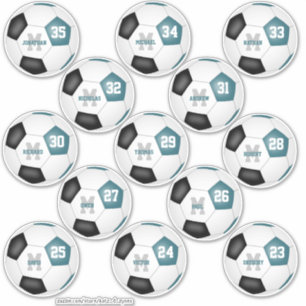 teal black soccer team colors 13 players sticker