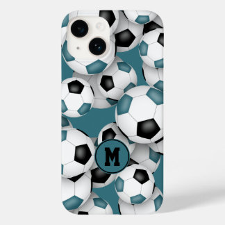 Teal black soccer team colors kids sports pattern Case-Mate iPhone 14 case