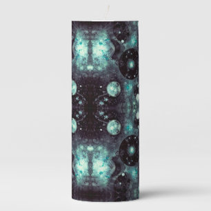 Teal & Black Space Background Pillar Candle