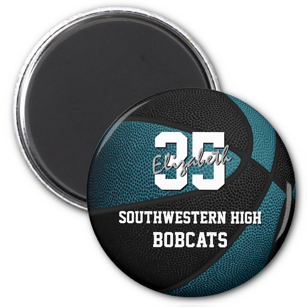 teal black sports team colors gifts basketball magnet