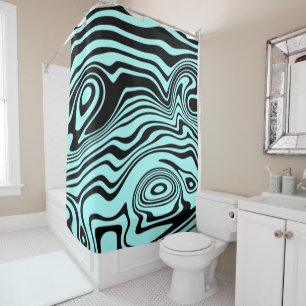 Teal Black Striped Shower Curtain or Choose Color