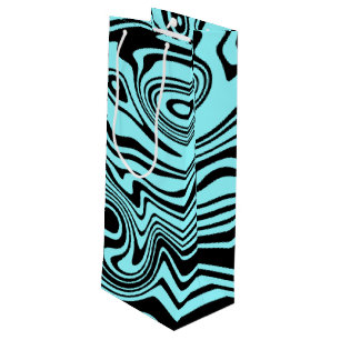 Teal Black Striped Wine Gift Bag or Choose Colors