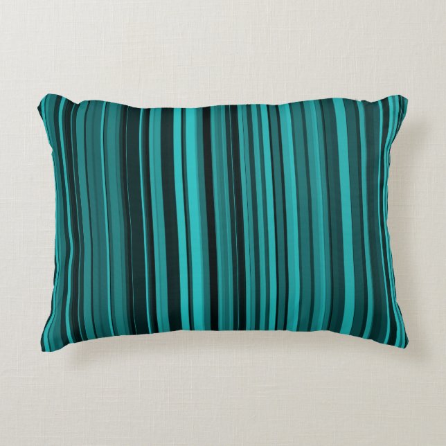 Teal Black Stripes Accent Pillow (Front)