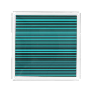 Teal Black Stripes Acrylic Tray