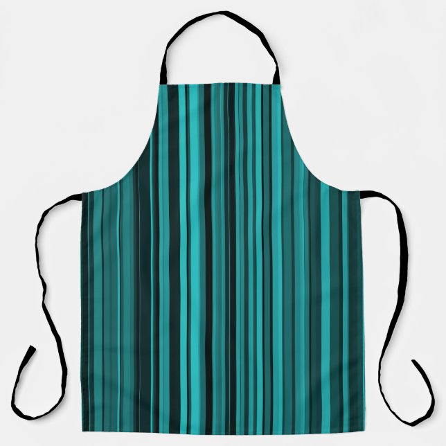Teal Black Stripes Apron (Front)