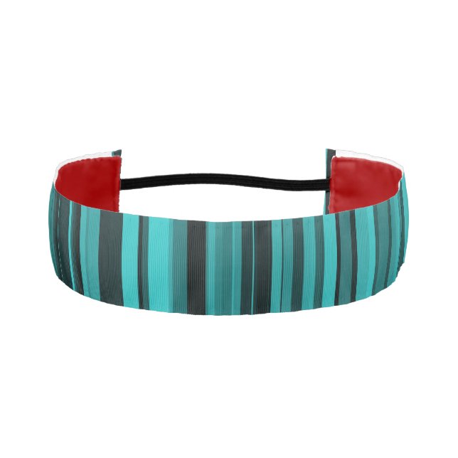 Teal Black Stripes Athletic Headband (Front)