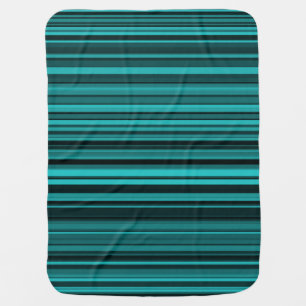 Teal Black Stripes Baby Blanket