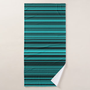 Teal Black Stripes Bath Towel