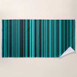Teal Black Stripes Beach Towel