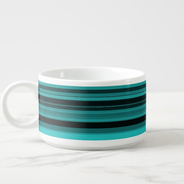 Teal Black Stripes Bowl (Right)