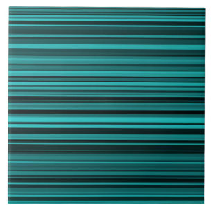 Teal Black Stripes Ceramic Tile