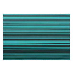 Teal Black Stripes Cloth Placemat