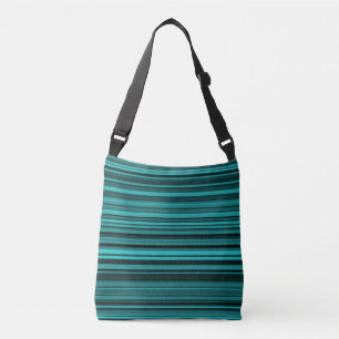 Teal Black Stripes Crossbody Bag