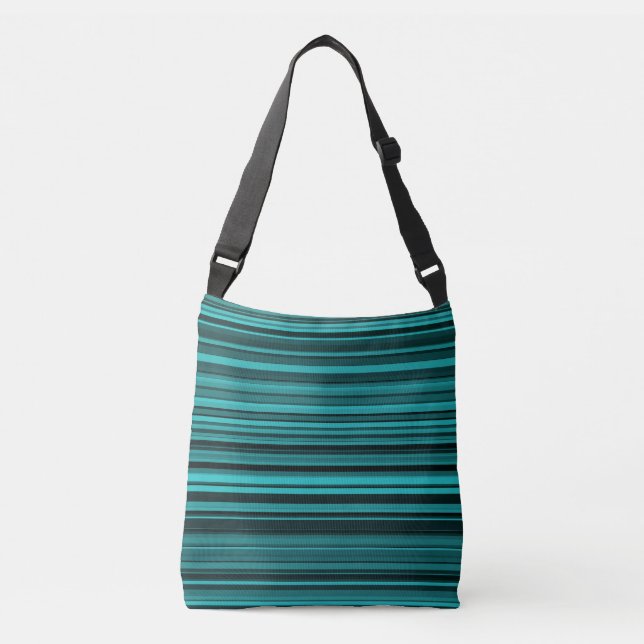 Teal Black Stripes Crossbody Bag (Front)
