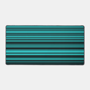 Teal Black Stripes Desk Mat
