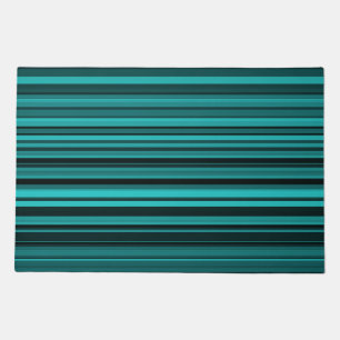 Teal Black Stripes Doormat