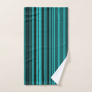 Teal Black Stripes Hand Towel