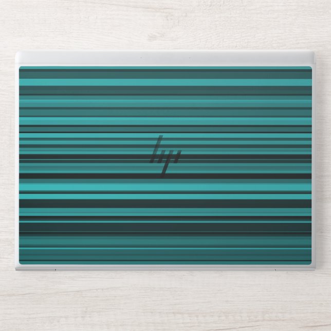 Teal Black Stripes HP Laptop Skin (Front)
