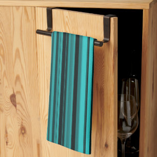 Teal Black Stripes Kitchen Towel