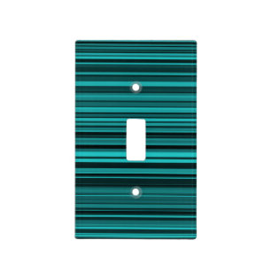 Teal Black Stripes Light Switch Cover
