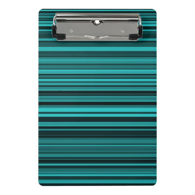 Teal Black Stripes Mini Clipboard (Front)
