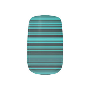 Teal Black Stripes Minx Nail Art