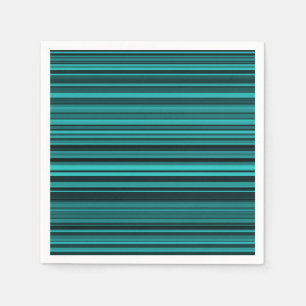Teal Black Stripes Napkins