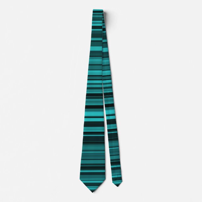 Teal Black Stripes Neck Tie (Front)