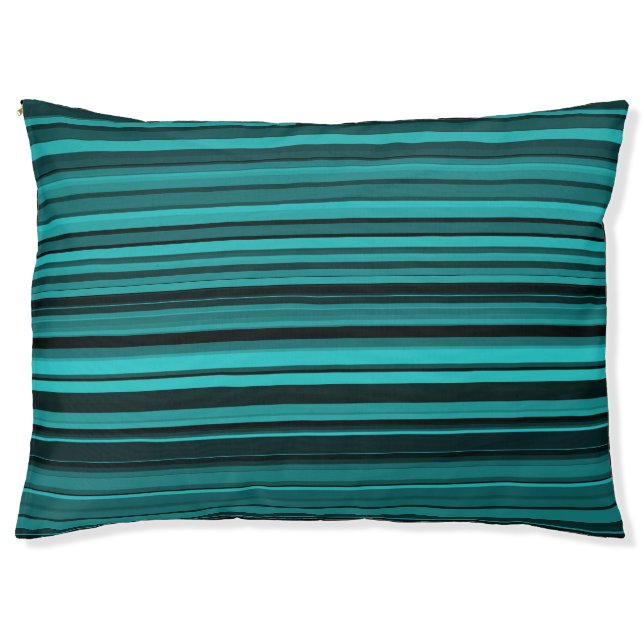 Teal Black Stripes Outdoor Pet Bed (Front)