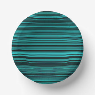 Teal Black Stripes Paper Bowls