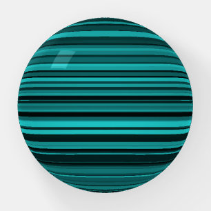 Teal Black Stripes Paperweight