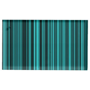 Teal Black Stripes Place Card Holder