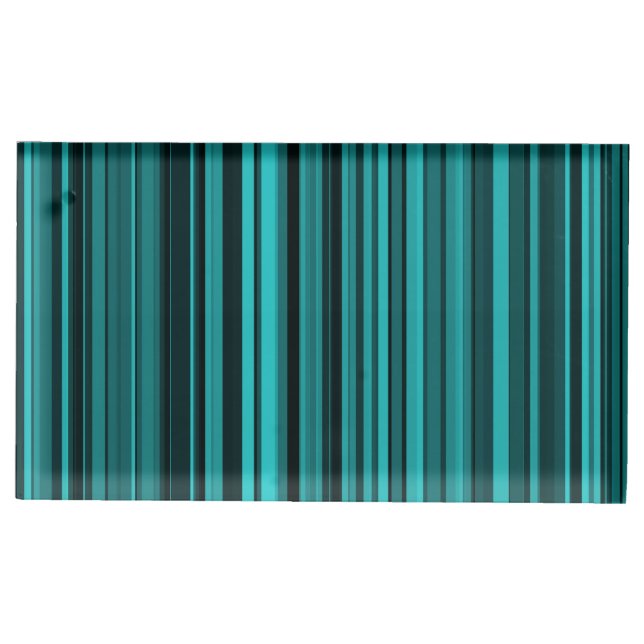 Teal Black Stripes Place Card Holder (Front)