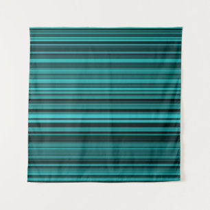 Teal Black Stripes Poster Tapestry
