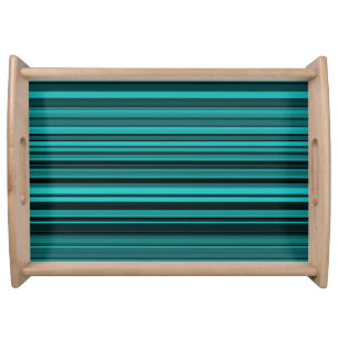 Teal Black Stripes Serving Tray