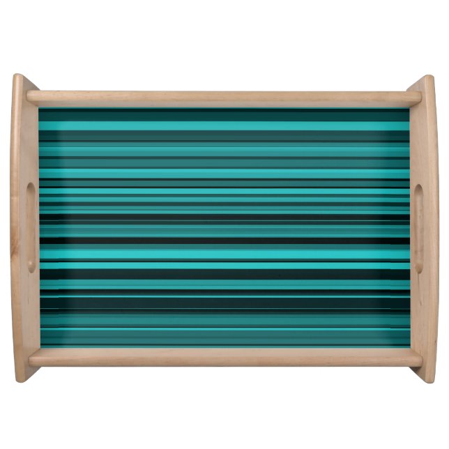 Teal Black Stripes Serving Tray (Front)