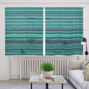 Teal Black Stripes Sheer Curtains