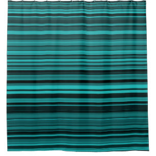 Teal Black Stripes Shower Curtain