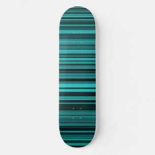 Teal Black Stripes Skateboard